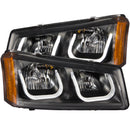 ANZO 2003-2006 Chevrolet Silverado 1500 Projector Headlights w/ U-Bar Black - anz111312