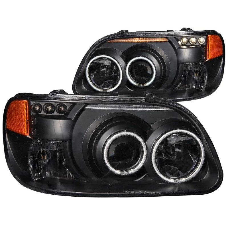 ANZO 1995-2001 Ford Explorer Projector Headlights w/ Halo Black 1 pc - anz111132