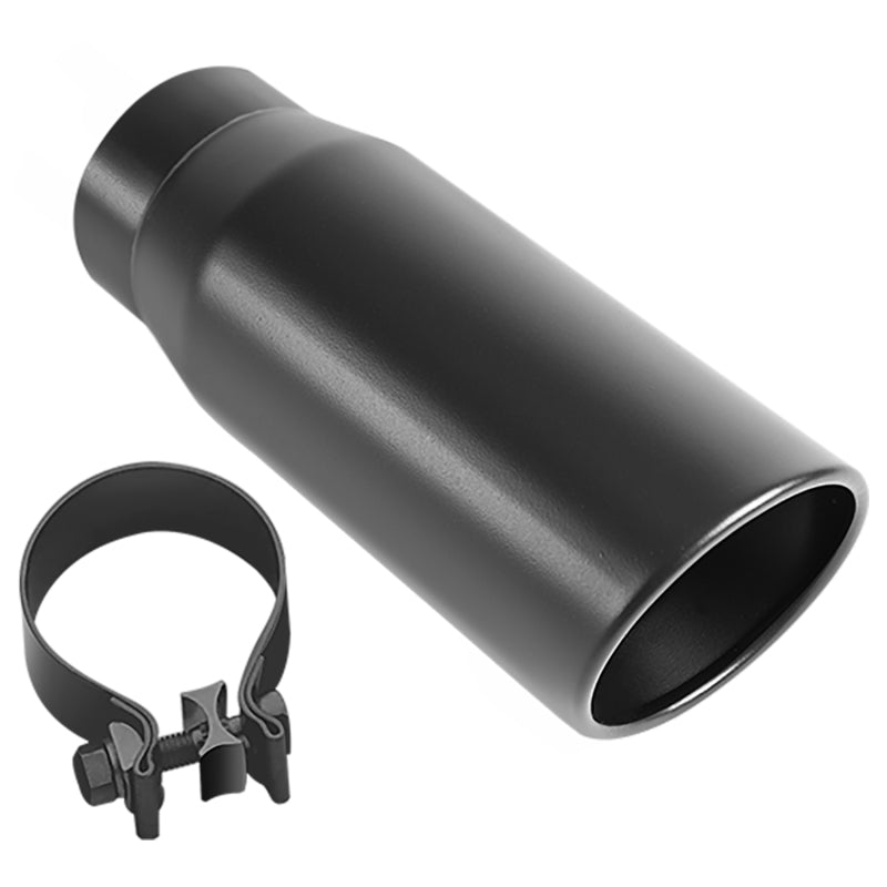 MagnaFlow Tip Stainless Black Coated Single Double Round Single Outlet 5in Dia 4in Inlet 13in L - mag35240