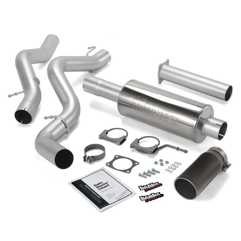 Banks Power 02-05 Chevy 6.6L EC/CCLB Monster Exhaust System - SS Single Exhaust w/ Black Tip - gbe48634-B