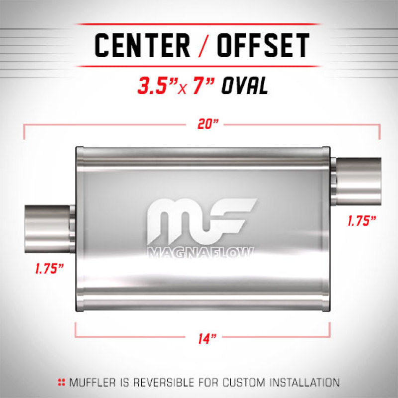 MagnaFlow Muffler Mag SS 14X3.5X7 1.75/1.75 O - mag11123