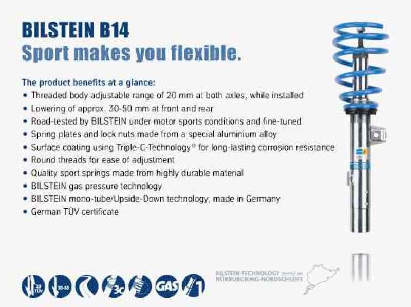 Bilstein B14 2002 Mercedes-Benz C230 Kompressor Front and Rear Suspension Kit - bil47-100770