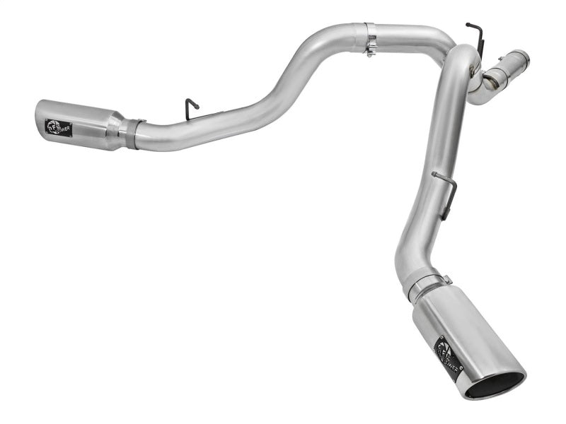 aFe Atlas Exhaust 4in Dual DPF-Back Al Steel w/ Pol Tips 16-17 GM Diesel Truck V8-6.6L (td) LML - afe49-04080-P