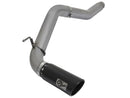 aFe LARGE BORE HD 5in DPF-Back SS Exhaust w/ Black Tip 2016 Nissan Titan 5.0L V8 (td) CC SB - afe49-46112-B