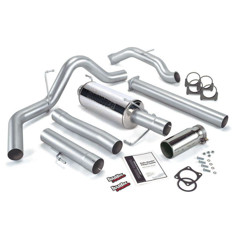 Banks Power 03-04 Dodge 5.9L SCLB/CCSB(Catted) Monster Exhaust Sys - SS Single Exhaust w/ Chrome Tip - gbe48640