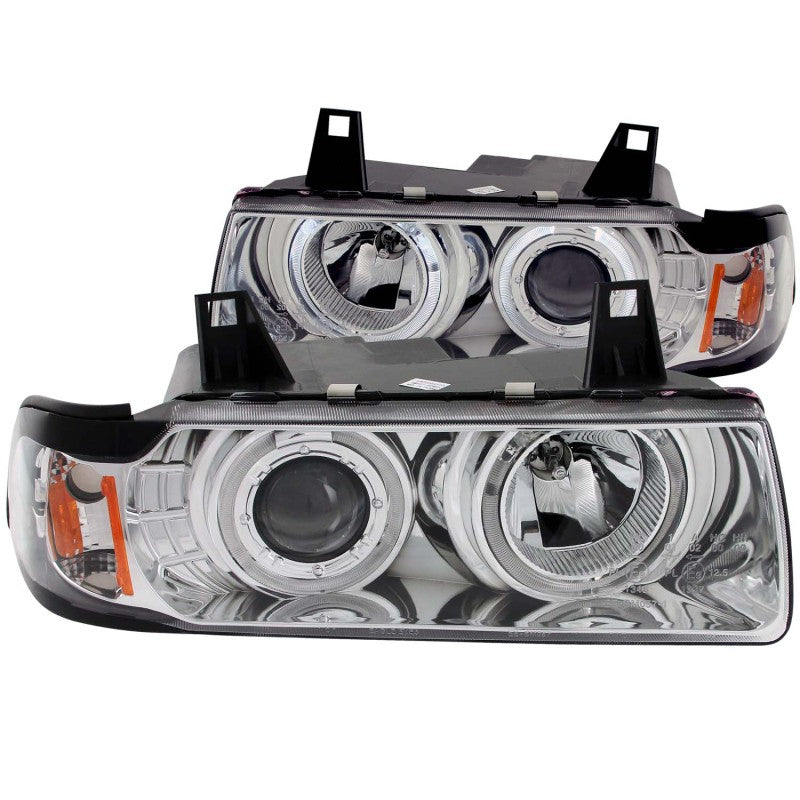 ANZO 1992-1998 BMW 3 Series E36 Projector Headlights w/ Halo Chrome G2 1 pc - anz121326