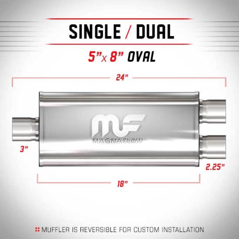 MagnaFlow Muffler Mag SS 18X5X8 3X2.25/2.25 C - mag12278