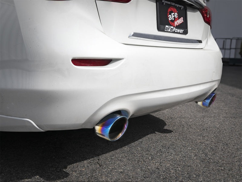 aFe Takeda 2.5in 304 SS Axle-Back Exhaust w/ Blue Flame Tips 16-18 Infiniti Q50 V6-3.0L (tt) - afe49-36130NM-L