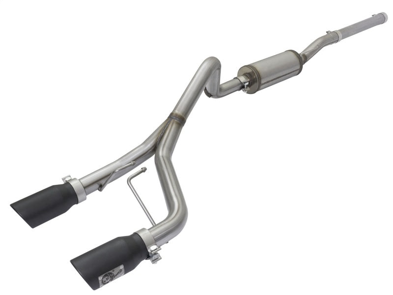 aFe Rebel Series CB 2.5in Dual Center Exit SS Exhaust w/ Black Tips 07-15 Jeep Wrangler 3.6L/3.8L V6 - afe49-48056-B