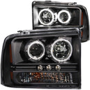 ANZO 2005-2007 Ford Excursion Projector Headlights w/ Halo Black w/ LED Strip (CCFL) 1pc - anz111117