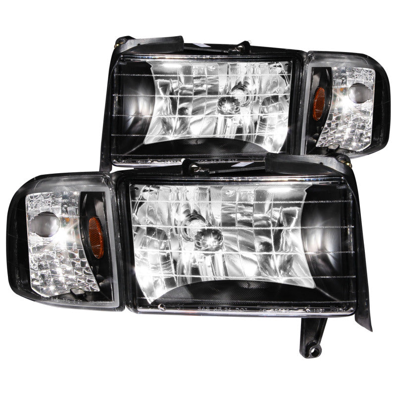 ANZO 1994-2001 Dodge Ram Crystal Headlights Black - anz111067
