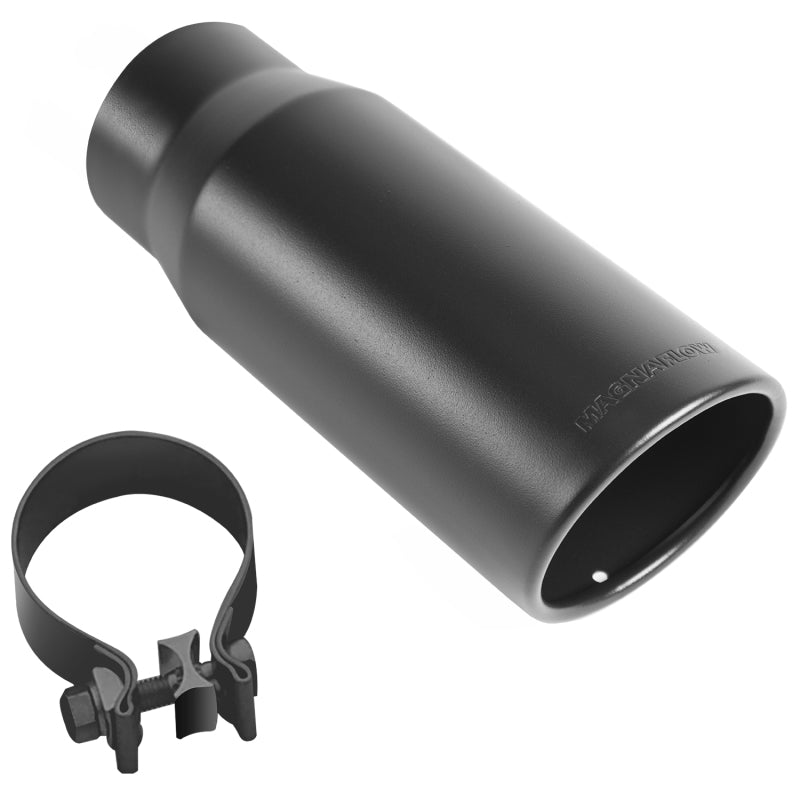 MagnaFlow Tip Stainless Black Coated Single Wall Round Single Outlet 5in Dia 3.5in Inlet 14.5in L - mag35237