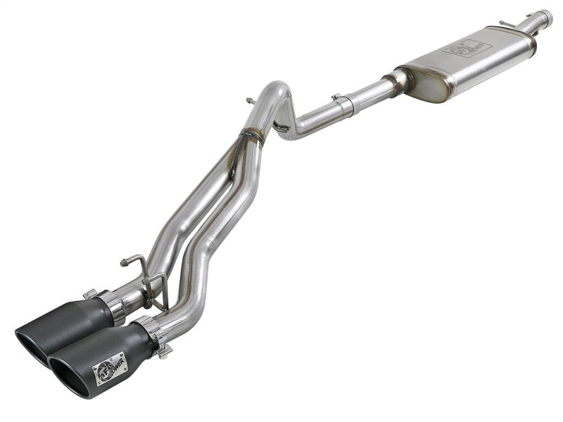 aFe Rebel Series Cat-Back 2.5in Dual Center Exit SS Exhaust w/ Black Tips 07-14 Jeep Wrangler V6 - afe49-48054-B