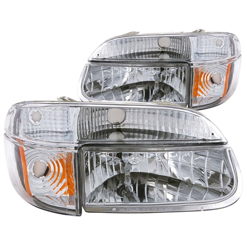 ANZO 1995-2001 Ford Explorer Crystal Headlights Chrome w/ Corner Lights 2pc - anz111040