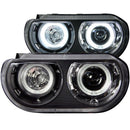 ANZO 2008-2014 Dodge Challenger Projector Headlights w/ Halo Black (CCFL) (HID Compatible) - anz121306