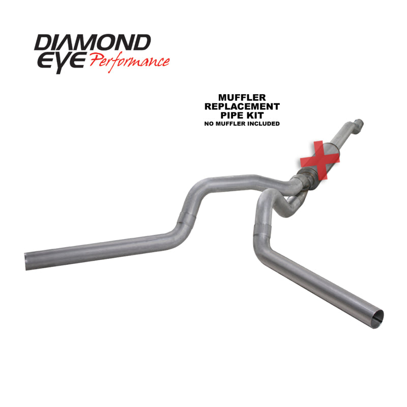 Diamond Eye KIT 4in CB MFLR RPLCMENT PIPE DUAL AL: 03-07 FORD 6.0L F250/F350 - depK4340A-RP