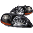 ANZO 1996-1998 Honda Civic Crystal Headlights Black - anz121067