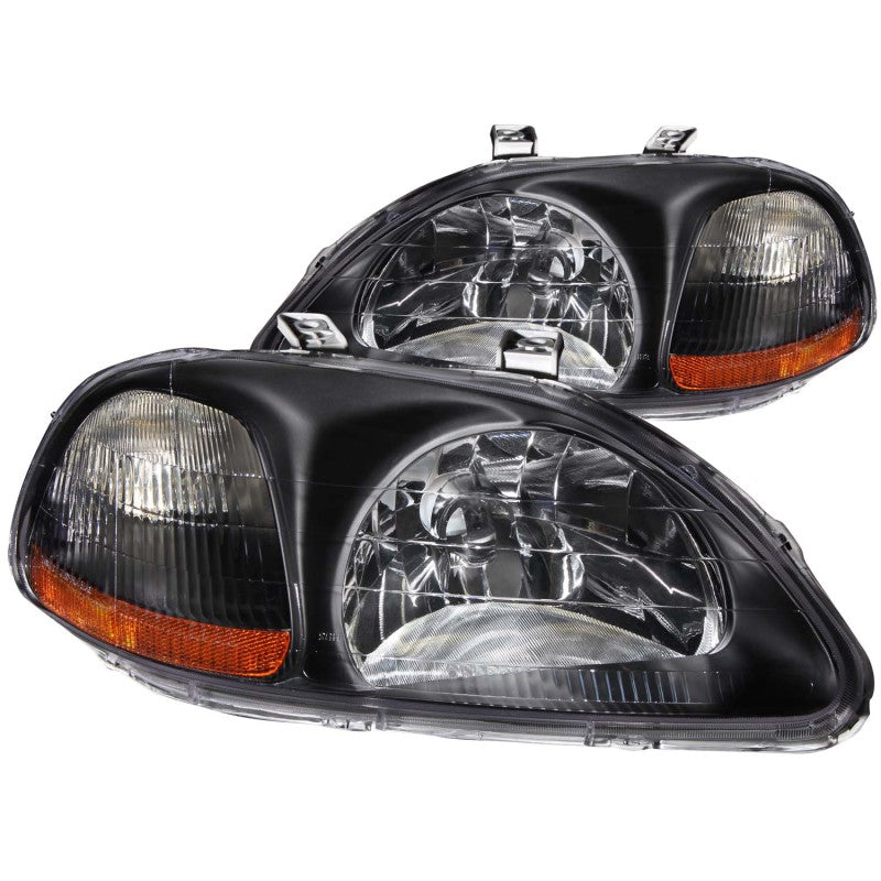 ANZO 1996-1998 Honda Civic Crystal Headlights Black - anz121067