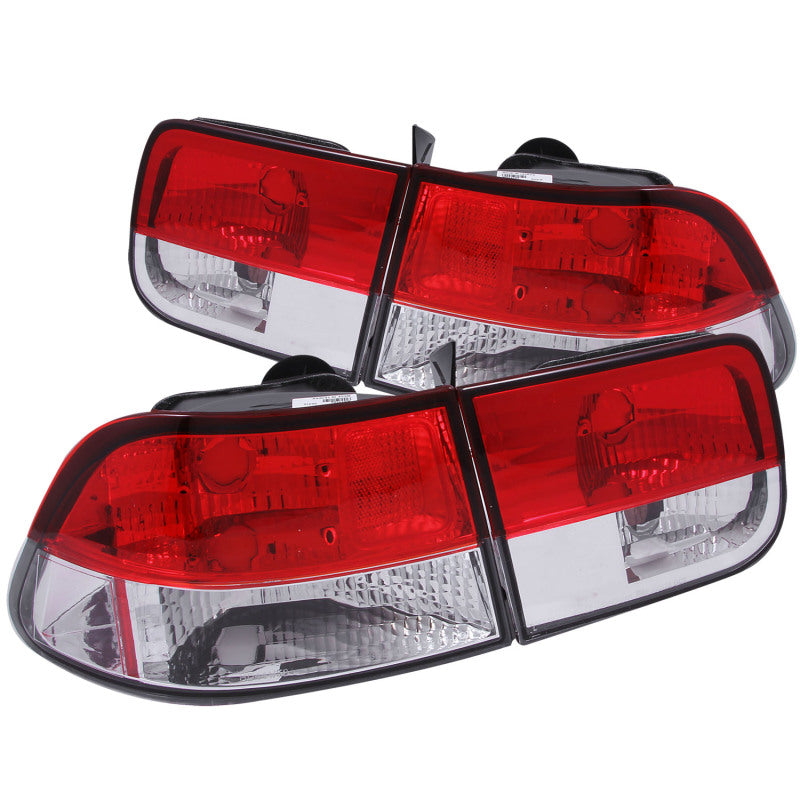 ANZO 1996-2000 Honda Civic Taillights Red/Clear - anz221222