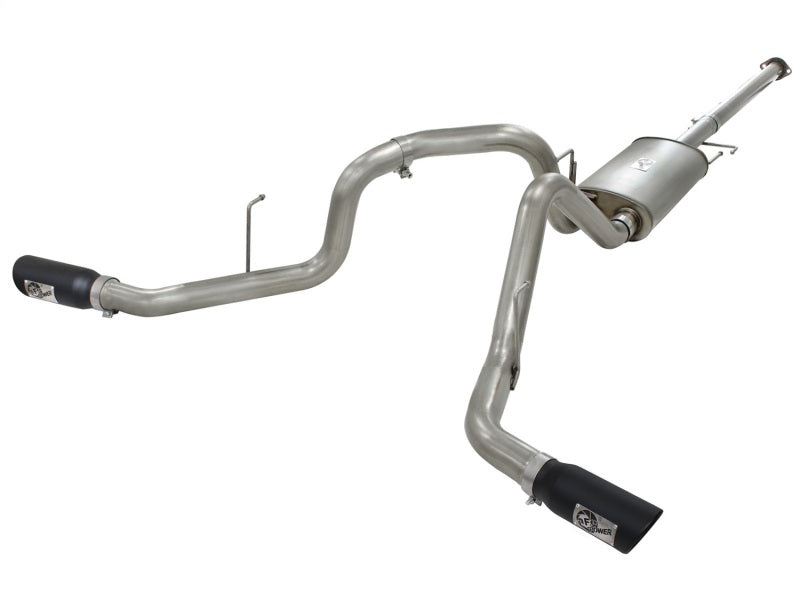 aFe MACHForce XP Exhaust 3in SS Dual Side Exit CB w/ Black Tips 11-14 Ford F150 EcoBoost V6-3.5L TT - afe49-43056-B