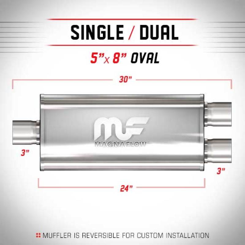 MagnaFlow Muffler Mag SS 24X5X8 3X3/3 C/D - mag12398