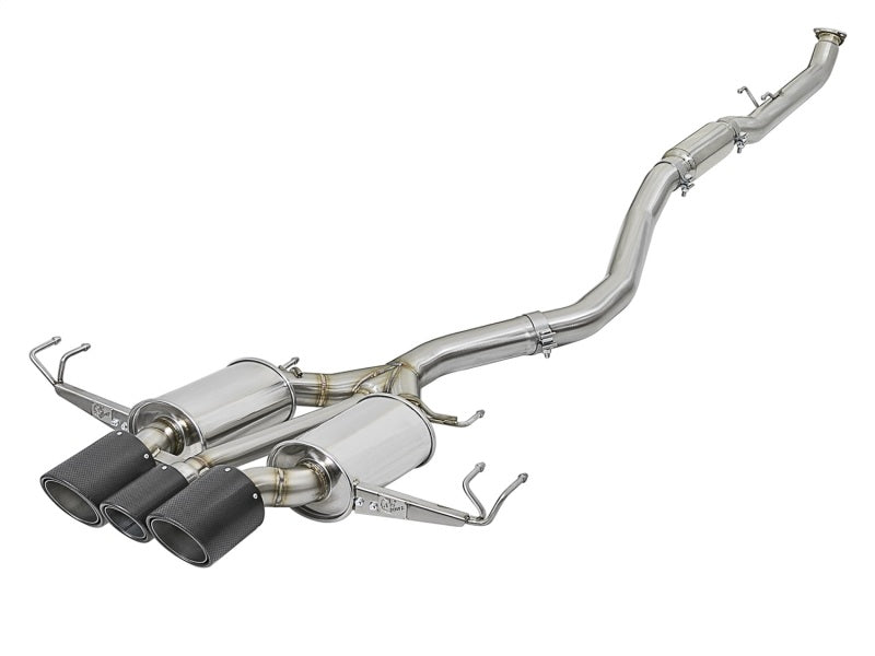 aFe POWER Takeda 2-1/2in to 2-1/4in 304SS Catback Dual-Exit Exhaust 17+ Honda Civic Type R w/CF Tips - afe49-36616-C