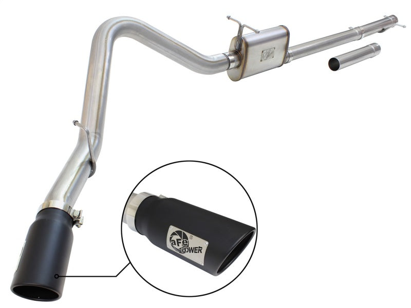 aFe MACHForce XP Exhaust 3in-3.5in SS Single Side Ext CB w/ Black Tip 99-04 Ford F150 V8 5.4L/6.8L - afe49-43076-B