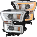 ANZO 2015-2016 Ford F-150 Projector Headlights w/ Plank Style Switchback Chrome w/ Amber - anz111358