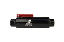 Aeromotive In-Line AN-10 Filter w/ Shutoff Valve 100 Micron SS Element - Black Anodize Finish - aer12331