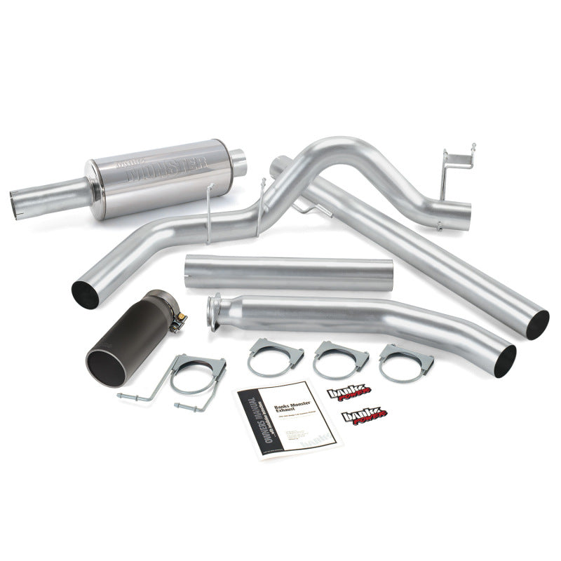 Banks Power 98-02 Dodge 5.9L Std Cab Monster Exhaust System - SS Single Exhaust w/ Black Tip - gbe48635-B