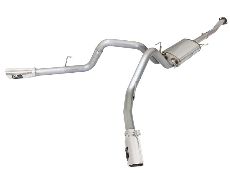 aFe MACHForce XP Exhaust 3in SS Dual Side Exit CB w/ Polish Tips 15 Ford F150 Ecoboost V6-2.7L/3.5L - afe49-43070-P