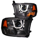 ANZO 2009-2016 Dodge Ram 1500 Projector Headlights w/ U-Bar Black - anz111270