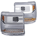 ANZO 16-17 Chevy Silverado 1500 Projector Headlights Plank Style Design Chrome w/ Amber - anz111374