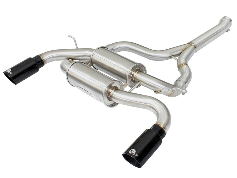 aFe MACHForce XP SS-304 Black Tip 2.5in Dia Axle Back Exhaust 12-15 BMW 335i (F30) 3.0L (t) - afe49-36325-B