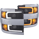 ANZO Projector Headlights 15-17 Chevrolet Silverado 2500HD / 3500HD Black w/ Chrome Rim - anz111365