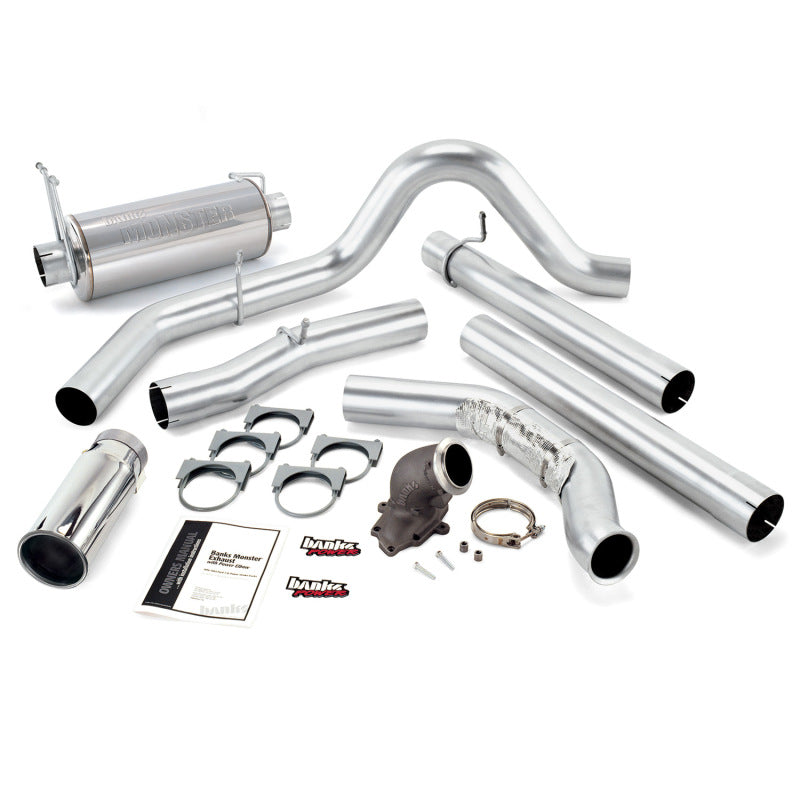 Banks Power 99 Ford 7.3L Cat Monster Exhaust w/ Power Elbow - SS Single Exhaust w/ Chrome Tip - gbe48658