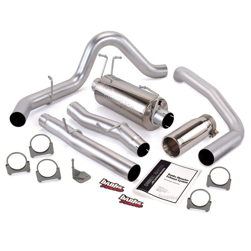 Banks Power 03-07 Ford 6.0L Excursion Monster Exhaust System - SS Single Exhaust w/ Chrome Tip - gbe48788