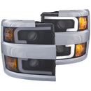 ANZO Projector Headlights 15-17 Chevrolet Silverado 2500HD / 3500HD Black w/ Chrome Rim - anz111365