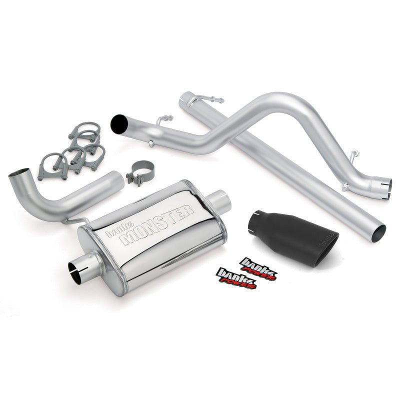 Banks Power 07-11 Jeep 3.8L Wrangler - 2dr Monster Exhaust System - SS Single Exhaust w/ Black Tip - gbe51321-B