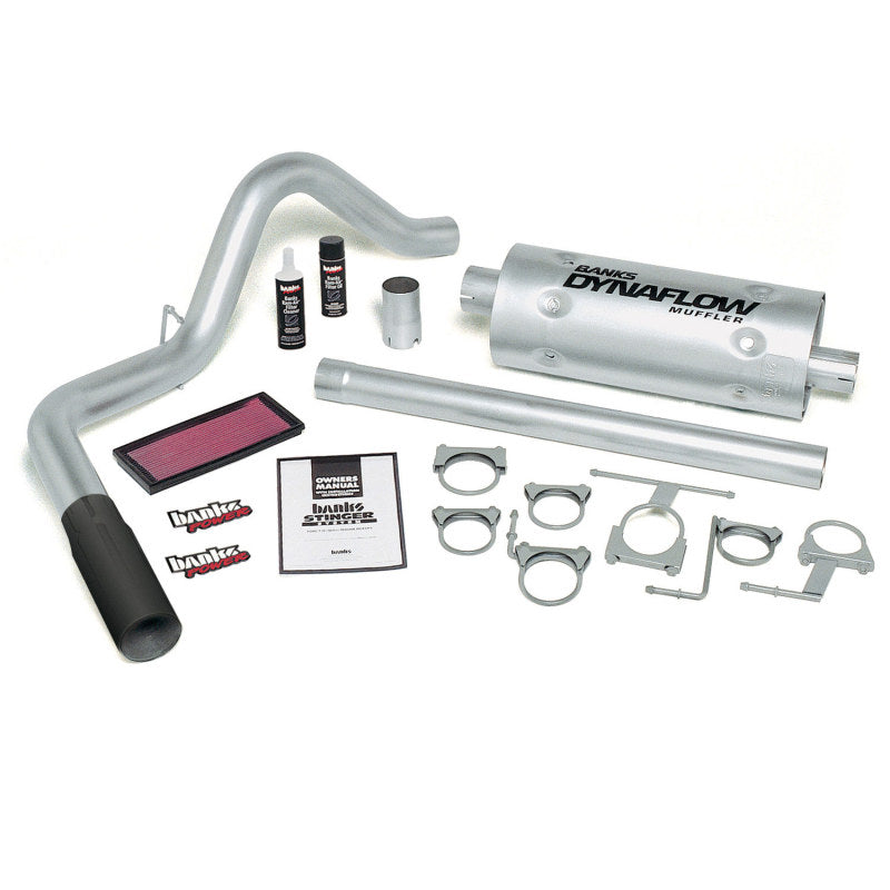 Banks Power 96-97 Ford 460 Ext/Crew Cab Stinger System - SS Single Exhaust w/ Black Tip - gbe49254-B