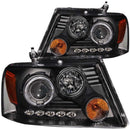 ANZO 2004-2008 Ford F-150 Projector Headlights w/ Halo and LED Black G2 - anz111204