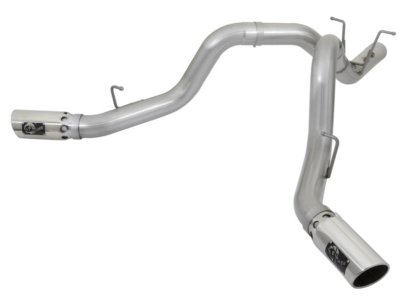 aFe ATLAS 4in DPF-Back Alum Steel Exhaust System w/Dual Exit Polished Tip 2017 GM Duramax 6.6L (td) - afe49-04086-P