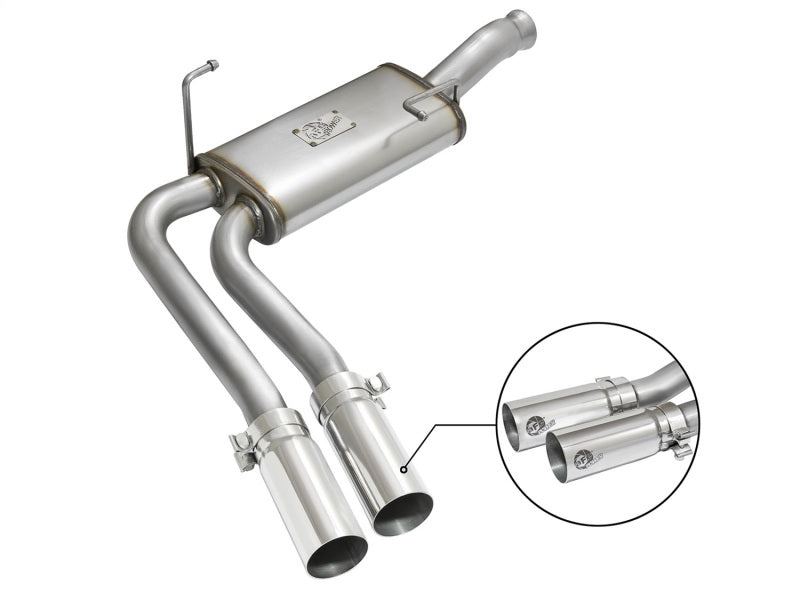 aFe Rebel Series CB Middle-Side Exit SS Exhaust w/ Polished Tips 09-16 GM Silverado/Sierra V6/V8 - afe49-44070-P