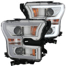 ANZO 2015-2016 Ford F-150 Projector Headlights w/ Plank Style Design Chrome w/ Amber - anz111348