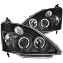 ANZO 2002-2004 Honda Civic Projector Headlights w/ Halo Black - anz121057