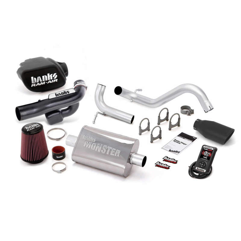 Banks Power 12-14 Jeep 3.6L Wrangler (All) 2dr Stinger Sys w/ AutoMind - SS Single Exh w/ Black Tip - gbe51348-B