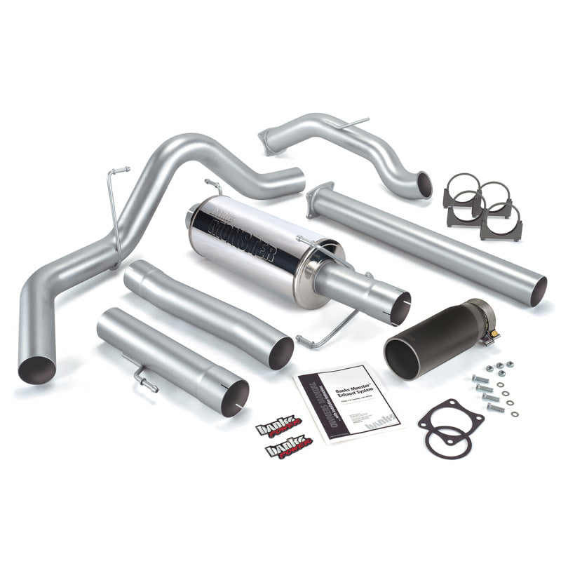 Banks Power 03-04 Dodge 5.9 SCLB/CCSB Cat Monster Exhaust System - SS Single Exhaust w/ Black Tip - gbe48640-B