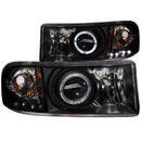 ANZO 1994-2001 Dodge Ram Projector Headlights w/ Halo Black - anz111196