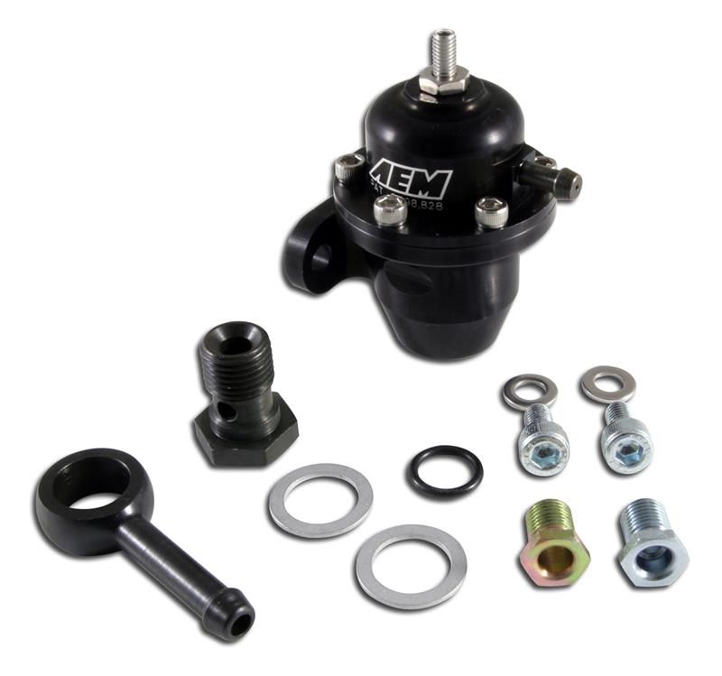 AEM 86-93 Acura / 95-98 TL / 88-91 Civic/CRX / 92-01 Prelude Black Adjustable Fuel Pressure Regulato - aem25-303BK