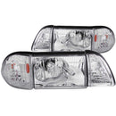 ANZO 1987-1993 Ford Mustang Crystal Headlights Chrome w/ Corner Lights 2pc - anz121195